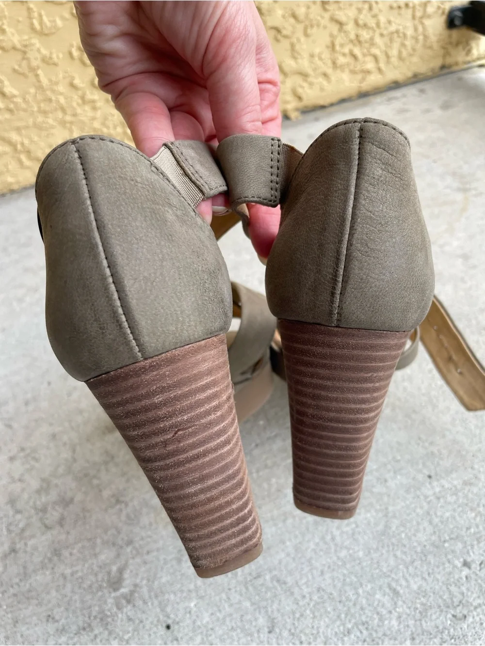 Paul Green Nia Green Leather Strappy Block Heel Sandals 4.5 7 Summer‎ Boho Chic